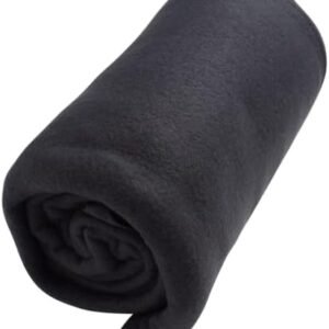 Brookstone Travel Blanket with Foot Pocket and Packing Case - Lightweight Portable Fleece Blanket for Vacations, Airplanes, Trains, Buses, and Cars, Black