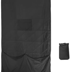 Gravel Layover Ultra-Compact Packable Down Blanket for Travel & Camping - Lightweight, Warm Travel Blanket Airplane, Car Blanket, Camping Blankets for Cold Weather - Includes Carrying Pouch (Black)