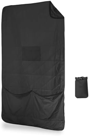 Gravel Layover Ultra-Compact Packable Down Blanket for Travel & Camping - Lightweight, Warm Travel Blanket Airplane, Car Blanket, Camping Blankets for Cold Weather - Includes Carrying Pouch (Black)