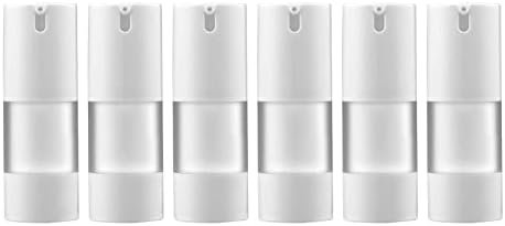 longway 0.5 Oz 15ml Airless Pump Bottles,Small Plastic Travel Vacuum Cosmetic Pump Bottles for Lotion and Cream(Pack of 6, Frosted)