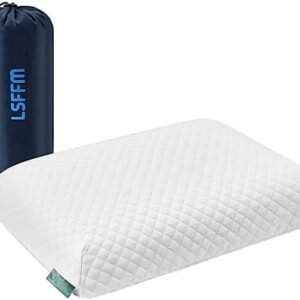 Camping Pillow Lightweight,Easy to Carry,Memory Foam Travel Pillow,Backpacking Pillow,Portable Pillow with Travel Storage Bag,Removable Pillow Cover (White)