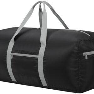 Foldable Duffle Bag for Travel - 30 inch / 75L Large Spare Travel Duffel Bag Lightweight with Trolley Sleeve - Black