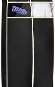 MISSLO 43" Gusseted Travel Garment Bag with Accessories Zipper Pocket Breathable Suit Garment Cover for Shirts Dresses Coats, Black