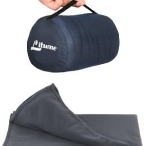 Travel Blanket Lightweight and Breathable, 67 x 48 Soft Airplane Blanket for Travelers, Foldable Camping Sheet with Stuff Sack for Train, Camp, Traveling (Velvet/Fleece)