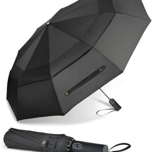 MRTLLOA 54/62 Inch Large Folding Golf Umbrella, Oversize Double Canopy Vented 10 Ribs Windproof Compact Travel Umbrellas for Rain