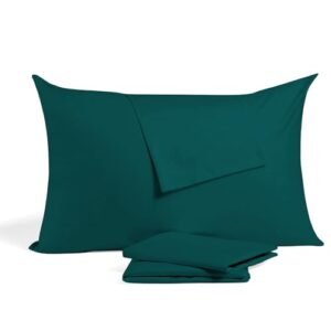 Toddler Travel Small Pillowcase12 x 16 inch Teal Pack of 2 Zipper Closure 500 Thread Count 100% Soft Egyptian Cotton Decorative Toddler Travel Pillow Cases 12"x16", Teal