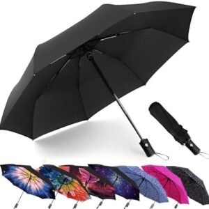MRTLLOA 42/49 Inch Compact Windproof Travel Umbrella for Rain, Lightweight, Portable, Automatic, Strong, Waterproof Folding Umbrellas for Women, Men and Teenagers