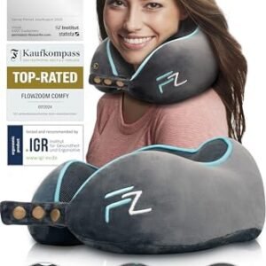 Comfy Memory Foam Travel Pillow - Travel Neck Pillow Airplane - Memory Foam Travel Pillows for Airplanes - Car Pillow for Sleeping - Airplane Travel Essentials - Plane Pillow - Adults, Grey