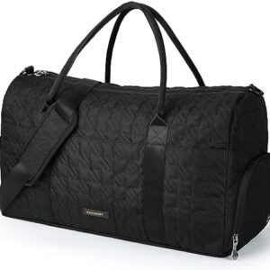 BAGSMART Travel Duffle Bag 50L Large Carry On Bag Weekender Overnight Bag for Men Women with Shoes Compartment, Black