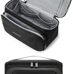 BAGSMART Toiletry Bag for Men, Wide Opening Travel Bag for Toiletries, Dopp Kit Water Resistant Shaving Hygiene Bag for Bathroom Shower, Toiletries Accessories,Travel Essentials-Black