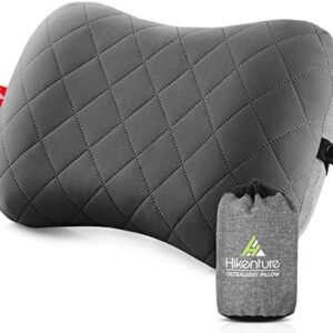 Hikenture Camping Pillow with Removable Cover - Ultralight Inflatable Pillow for Neck Lumbar Support - Upgrade Backpacking Pillow - Washable Travel Air Pillows for Camping, Hiking, Backpacking