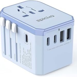 EPICKA Universal Travel Adapter, International Power Plug Adapter with 3 USB-C and 2 USB-A Ports, All-in-One Worldwide Wall Charger for USA EU UK AUS (TA-105C, Blue)