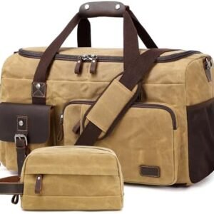 Travel Duffle Bag Weekender Bag with Shoe Compartment Overnight Bag for Men Travel Bag Carry On Lugguage Brown