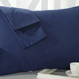 Travel Pillowcase 12x16 500 Thread Count Egyptian Cotton Set of 2 Toddler Pillowcase Zipper Closer 100% Egyptian Cotton (Toddler Travel 12x16 Zipper, Navy Blue Solid)