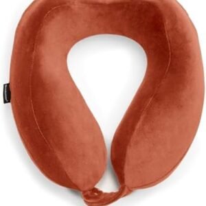 Brookstone Travel Neck Pillow - Lightweight Comfortable Contoured Head and Neck Support Memory Foam - U-Shaped Neck Pillow for Traveling, Terra Cotta