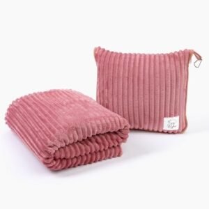 Premium Travel Blanket Pillow - XL 50"x70" | 2 in 1 Travel Blanket and Pillow Set | Travel Blanket Airplane Compact with Bag | Warm Blanket Travel Must Haves with Hand Luggage Sleeve & Backpack Clip
