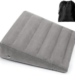 Inflatable Wedge Pillow for Sleeping, Portable Travel Wedge Pillow for Sitting in Bed, Inflatable Wedge Pillows for Travel, Blow Up Wedge Pillow Under Knee Pillow