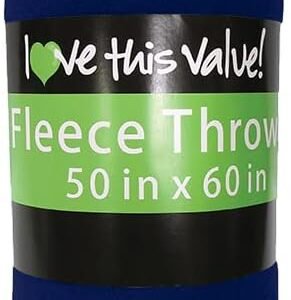 Imperial Home 50x60 Soft Fleece Throw Blanket, Throw Blanket for Couch, Travel, Bed, Room, Travel Essentials, Fleece Travel Blanket, Lightweight Blanket, Fall Blankets & Throws, Cozy Blanket (Navy)