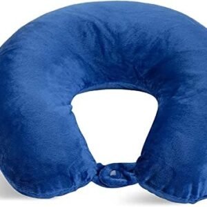 Wolf Essentials Adult Cozy Soft Microfiber Neck Pillow, Compact, Perfect for Plane or Car Travel, Cobalt