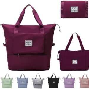 Large Capacity Travel Bag, Expansion Foldable Travel Duffel Bag, Dry and Wet Separation Portable Travel Duffel Bag, Overnight Bag for Women and Man(Fuchsia)