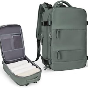 coowoz Large Travel Backpack For Women Men,Carry On Backpack,Hiking Backpack Waterproof Outdoor Sports Rucksack Casual Daypack Travel Essentials(Olive Green)