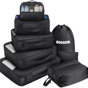 Packing Cubes for Travel - 8 Set of Packing Cubes for Suitcases - Packing Cubes for Carry on Suitcase Organizer Bags Set for Travel Accessories, Travel Bags Organizer for Luggage (Black)