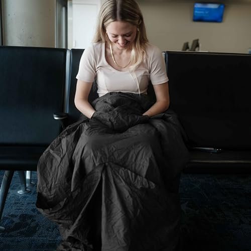 Gravel Layover Ultra-Compact Packable Down Blanket for Travel & Camping - Lightweight, Warm Travel Blanket Airplane, Car Blanket, Camping Blankets for Cold Weather - Includes Carrying Pouch (Black) - Image 7