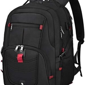 NUBILY Laptop Backpack 17 Inch Waterproof Extra Large TSA Travel Backpack Anti Theft College Business Mens Backpacks with USB Charging Port 17.3 Gaming Computer Backpack for Women Men Black 45L