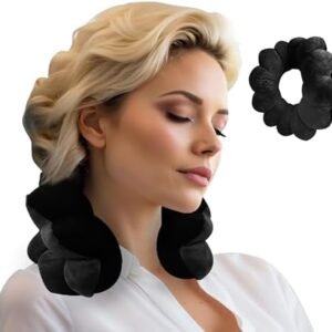 Total Pillow Donut Pillow for Airplane & Travel, Sleeping Neck Pillow, Microbead Comfortable Pillow for Neck, Head, Back, Lumbar & Pelvic Support, Twists to Many Positions - Black