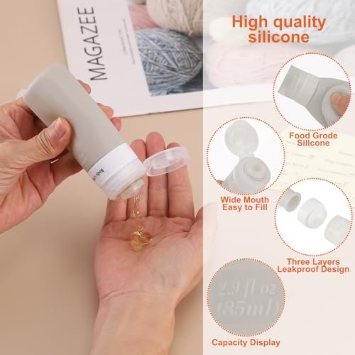 Beveetio Travel Bottles TSA Approved 15 Pack,2.9oz Silicone Refillable Size Containers, BPA Free Travel Tubes Toiletries for Cosmetic Shampoo Cream Conditioner Lotion Soap(2.9 OZ Multicolor) - Image 2