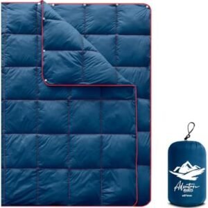 Mini Camping Blanket,Lightweight Puffy Blanket Packable Down Alternative Throw Blanket Waterproof Windproof for Outdoors, Travel, Beach, Airplane, Hiking