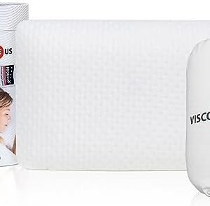 Travel & Camping Pillow for Adults & Baby - Comfortable Memory Foam Travel Small Pillow - Backpacking Pillow Easy to Carry Portable Bag Ideal for Airplane & Car Travel Pillows (White)