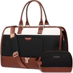 LOVEVOOK Travel Duffel Bag For Women, Weekender Bags With Shoe Compartment, Air Approved Overnight Carry-on Bags With Wet Pocket, Gym Tote Bag, Hospital Bag, 2Pcs