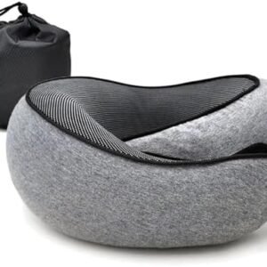 RURING Travel Pillows for Airplanes, Travel Neck Pillow Travel Pillow, Neck Pillow Airplane Memory Foam Travel Pillow 360 Degree Support Stowable Pillows for Airplanes Offices and Cars (Dark Gray)