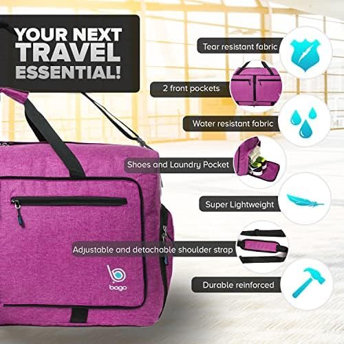 Bago Duffel Bags for Traveling - 60L Spacious Duffle Bag for Travel with Shoe Compartment | Durable, Foldable & Lightweight | Explore the World in Style & Convenience (SnowPurple) - Image 3