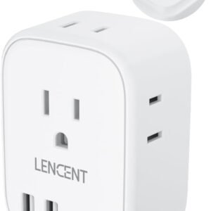 European Travel Plug Adapter, LENCENT International Type-C Foldable Power Plug with 4 Outlets, USB C Charger Adaptor, US to Most of Europe EU Iceland Spain Italy France Germany, Cruise Ship Approved