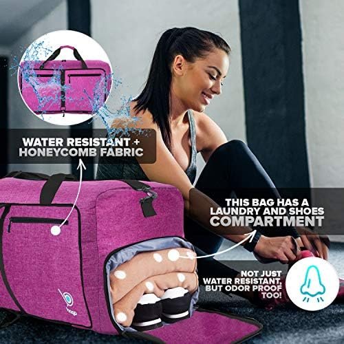 Bago Duffel Bags for Traveling - 60L Spacious Duffle Bag for Travel with Shoe Compartment | Durable, Foldable & Lightweight | Explore the World in Style & Convenience (SnowPurple) - Image 4