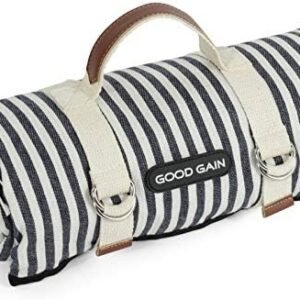 G GOOD GAIN Waterproof Picnic Blanket Portable with Carry Strap for Beach Mat or Family Outdoor Camping Party (Navy Blue)