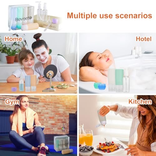 Beveetio Travel Bottles TSA Approved 15 Pack,2.9oz Silicone Refillable Size Containers, BPA Free Travel Tubes Toiletries for Cosmetic Shampoo Cream Conditioner Lotion Soap(2.9 OZ Multicolor) - Image 5