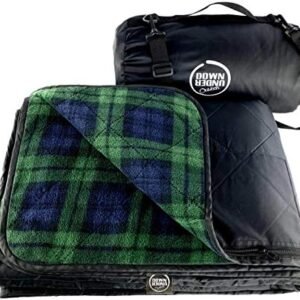 DOWN UNDER OUTDOORS Large Waterproof Windproof Extra Thick 350 GSM Quilted Fleece Stadium Blanket, Camping Picnic Outdoor & Beach, Machine Washable 82 x 55