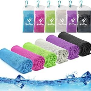Cooling Towel,Vofler [6 Pack] Cool Towels Microfiber Chilly Ice Cold Head Band Bandana Neck Wrap (40"x 12") for Athlete Men Women Youth Kids Dogs Yoga Outdoor Golf Running Hiking Sports Camping Travel