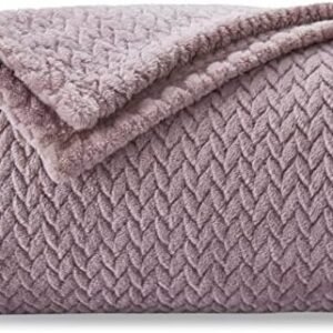 NEWCOSPLAY Super Soft Throw Blanket Light Purple Premium Silky Flannel Fleece Leaves Pattern Lightweight Bed Blanket All Season Use (Light Purple, Throw(50"x60"))