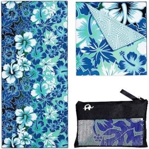 Elite Trend Large Beach Towel for Travel – 63x31 Inch w/Bag – Lightweight Microfiber, Compact, Soft, Quick Dry, Sand Free – for Swimming, Pool, Camping, Yoga, Workout, Golf – Hibiscus