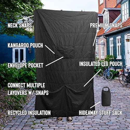 Gravel Layover Ultra-Compact Packable Down Blanket for Travel & Camping - Lightweight, Warm Travel Blanket Airplane, Car Blanket, Camping Blankets for Cold Weather - Includes Carrying Pouch (Black) - Image 2